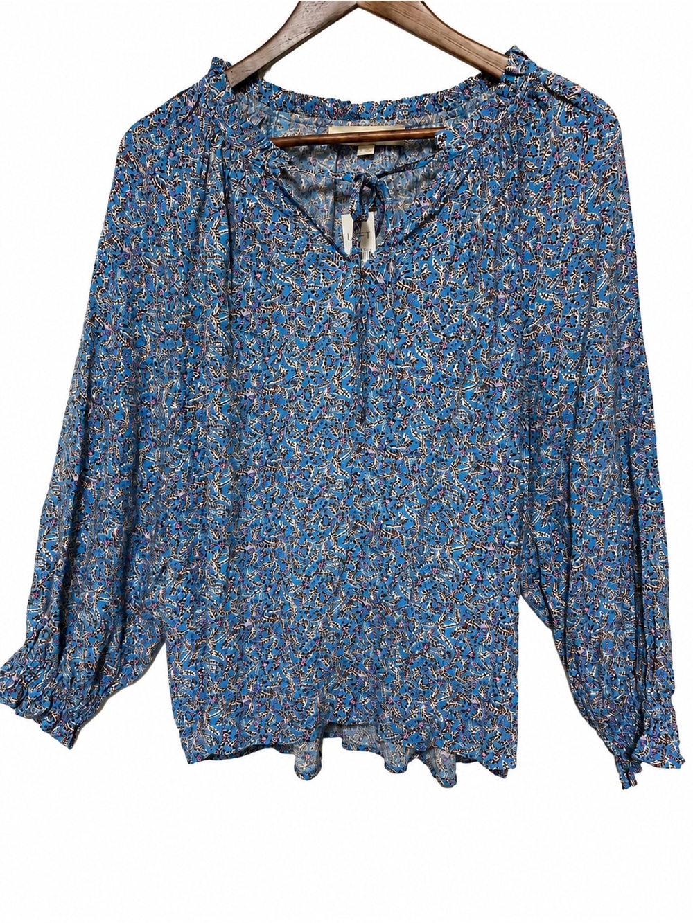 NWT LOFT Women's Floral Peasant Blouse Size L Boho Cottagecore Romantic Ditsy
